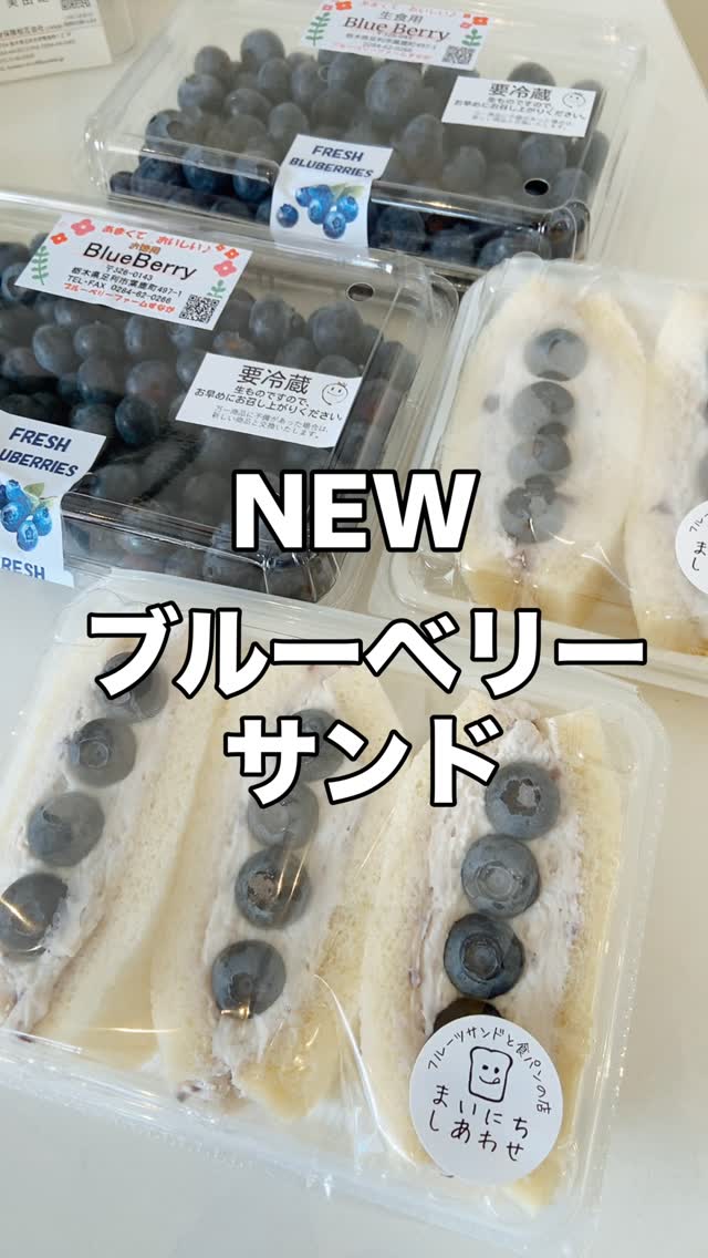 足利の旬果ぎっしり  食パンが美味しいフルーツサンド 『まいにちしあわせ』です いつもありがとうございます

今シーズンより、
足利市葉鹿町の
ブルーベリーファームすながさんの
無農薬ブルーベリーを使わせていただいています
甘くて柔らかくとっても美味しいブルーベリー🫐
楽しんでくださいませ